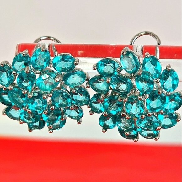 925 Sterling Silver Earrings with Natural Paraiba Topaz Gemstone